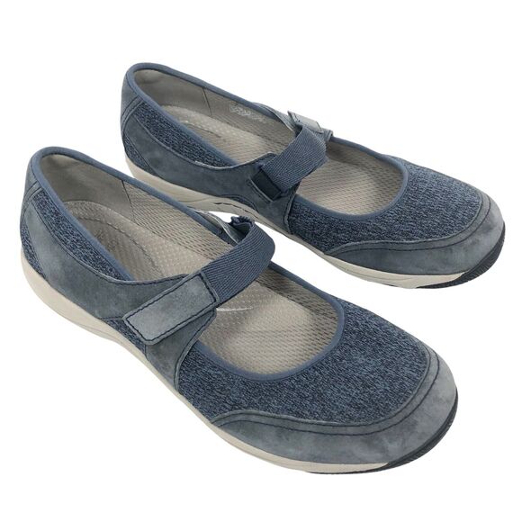 Dansko Hennie Mary Jane Flat Shoes Size 40 / 9.5 - 10 Blue Suede Walking Comfort - Picture 1 of 9